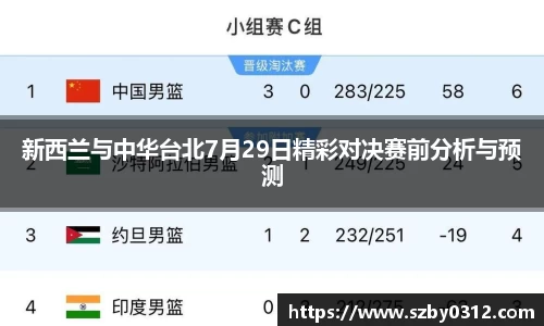 新西兰与中华台北7月29日精彩对决赛前分析与预测