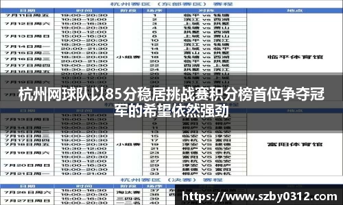 杭州网球队以85分稳居挑战赛积分榜首位争夺冠军的希望依然强劲